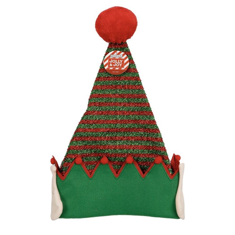 Jolly & Joy Elf Hat With Pom Poms & Ears