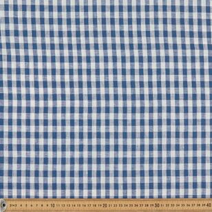 Yarn Dyed Gingham Check Printed 135 cm Linen Fabric Denim & White 135 cm