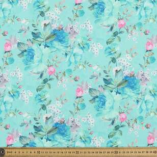 Floral G2 Printed 140 cm Torino Luxe Crepe Fabric Turquoise 140 cm