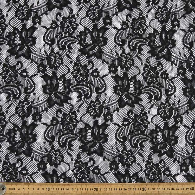 Plain 150 cm Knitted Lace Fabric Black