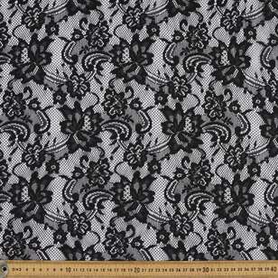 Plain 150 cm Knitted Lace Fabric Black 150 cm