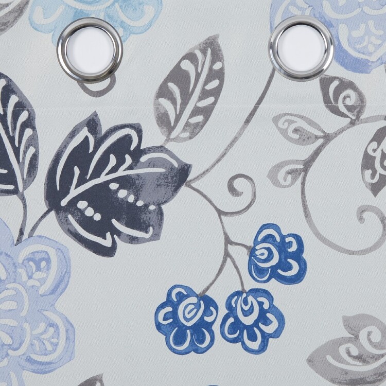 KOO Fleur Triple Weave Eyelet Curtains Blue & Grey
