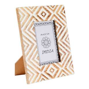 Living Space Mira Wooden Photo Frame Natural & White 19 x 24 cm