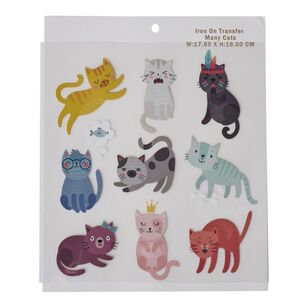 Maria George Many Cats Iron On Transfer Multicoloured 17.69 x 18 cm