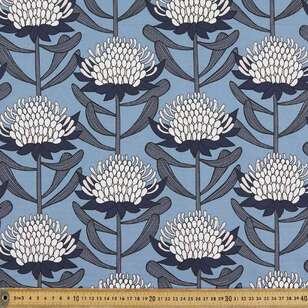 Jocelyn Proust 150 cm New Waratah Printed Decorator Fabric Dusty Blue 150 cm
