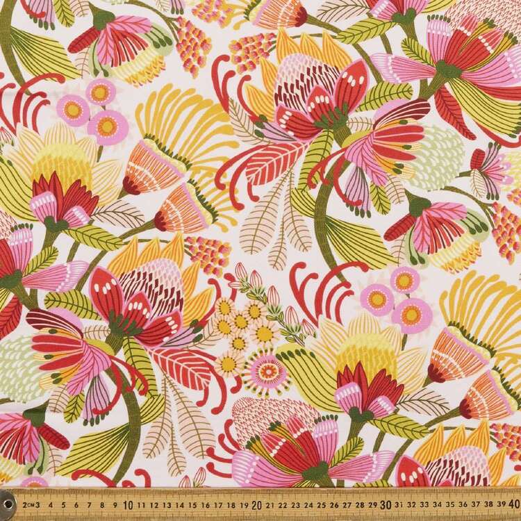Kirsten Katz Wild Protea 150 cm Cotton Canvas Fabric