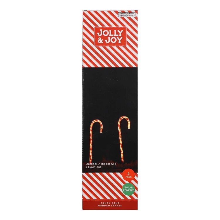 Jolly & Joy Solar LED Candy Cane Stakes 4 Pack
