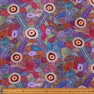 Warlukurlangu Megan Nampijinpa Kantamarra Marapinti Dreaming Printed 135 cm Rayon Fabric Multicoloured 135 cm