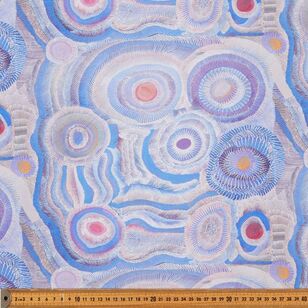 Warlukurlangu Agnes Nampijinpa Brown Water Dreaming Printed 135 cm Rayon Fabric Multicoloured 135 cm