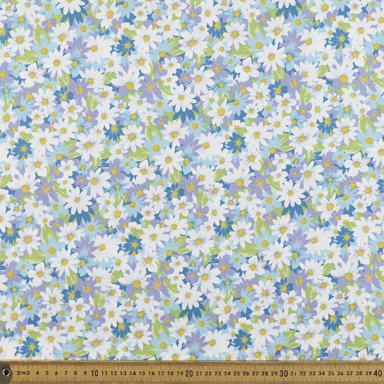 Daisy Fields Printed 112 cm Poplin Fabric Blues 112 cm