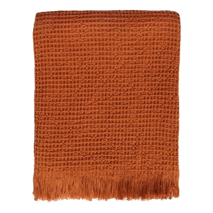 Limon Nicholas Waffle Throw Rust