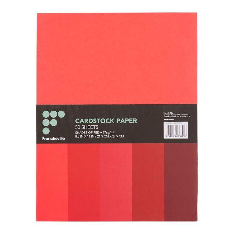 Francheville Shades Of Red Cardstock 50 Pack