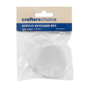 Crafters Choice Acrylic Keychain 6 Pieces Clear 5 x 5 cm