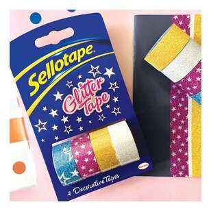 Sellotape 4 Pack Glitter Tape Refills Clear 18 mm x 3 m