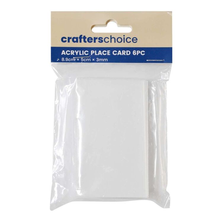 Crafters Choice Acrylic Place Card 6 Pieces 8 x 5 cm Clear