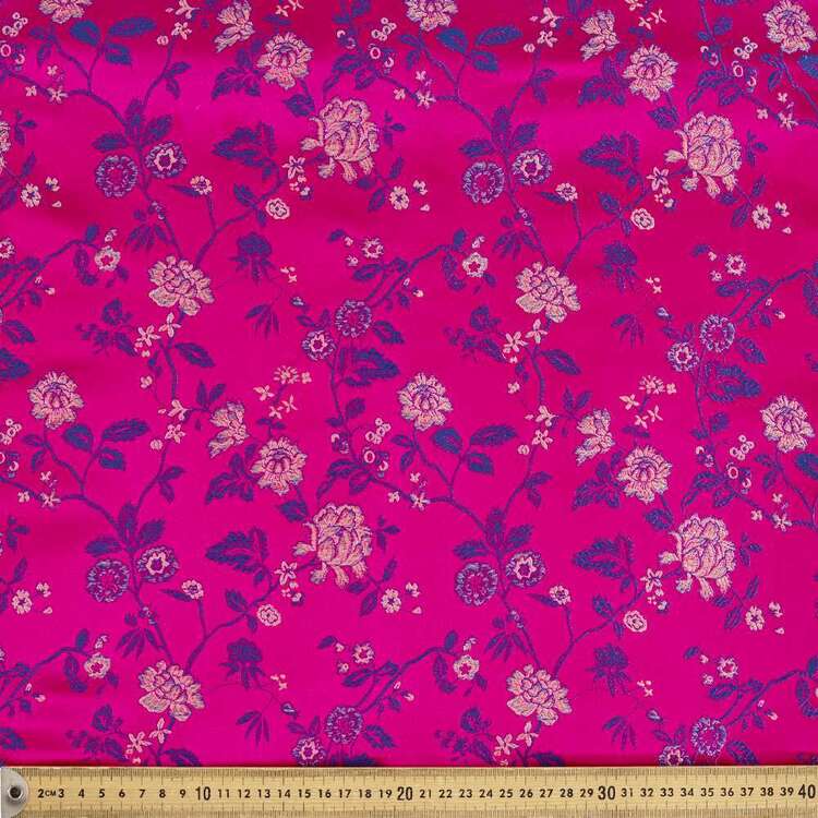 Oriental Printed 90 cm Brocade Fabric Fuschia 90 cm