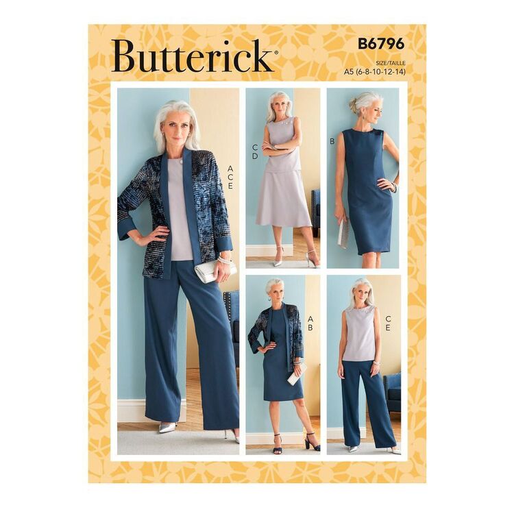 Butterick Sewing Pattern B6796 Misses' Jacket, Dress, Top, Skirt & Pants