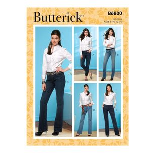 Butterick Sewing Pattern B6800 Misses' Four-Pocket Jeans & Trousers