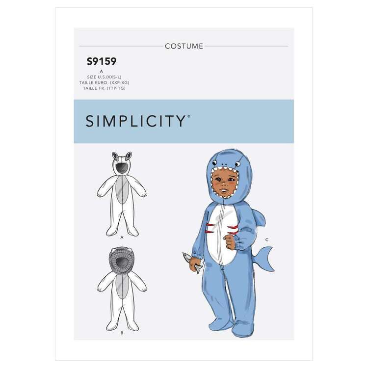 Simplicity Sewing Pattern S9159 Babies' Animal Costumes XX Small - Large