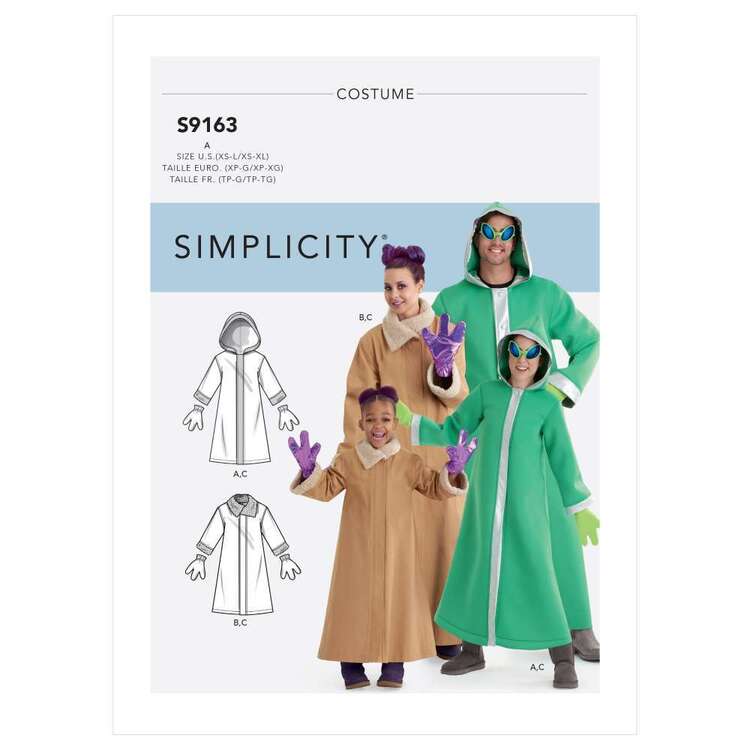 Simplicity Sewing Pattern S9163 Unisex Children's, Teens' & Adults' Costumes