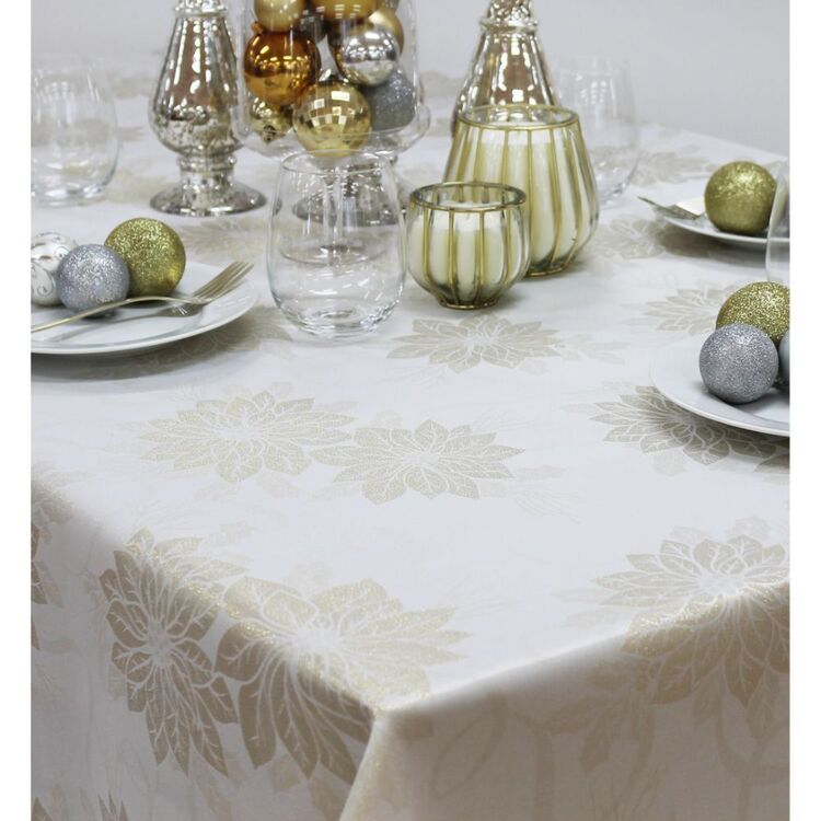Living Space Festive Poinsettia Tablecloth
