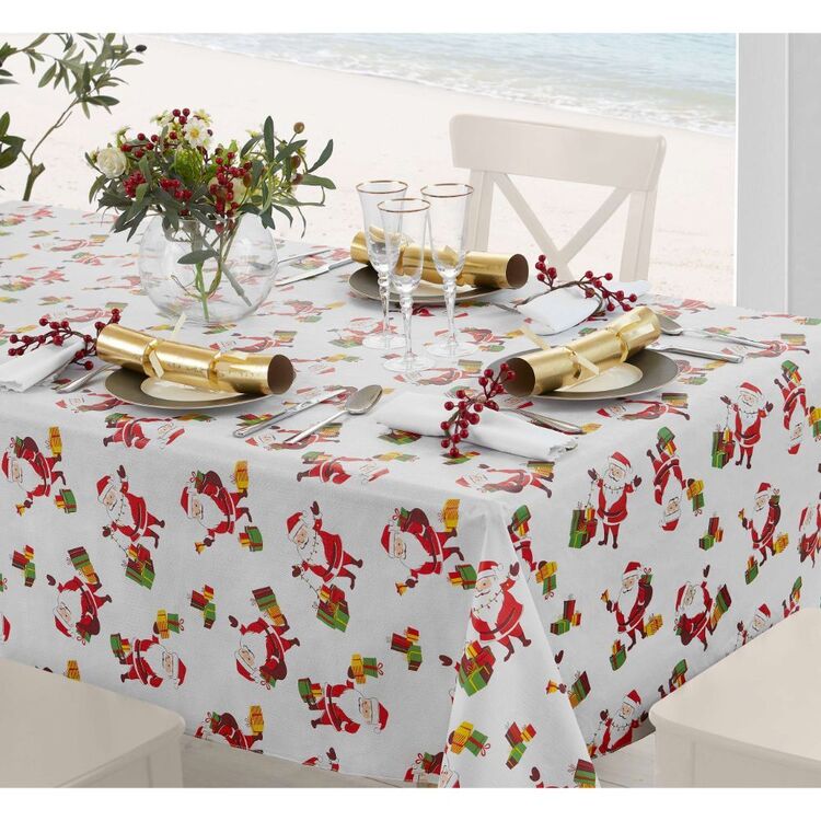 Living Space Festive Merry Flannel Back Tablecloth