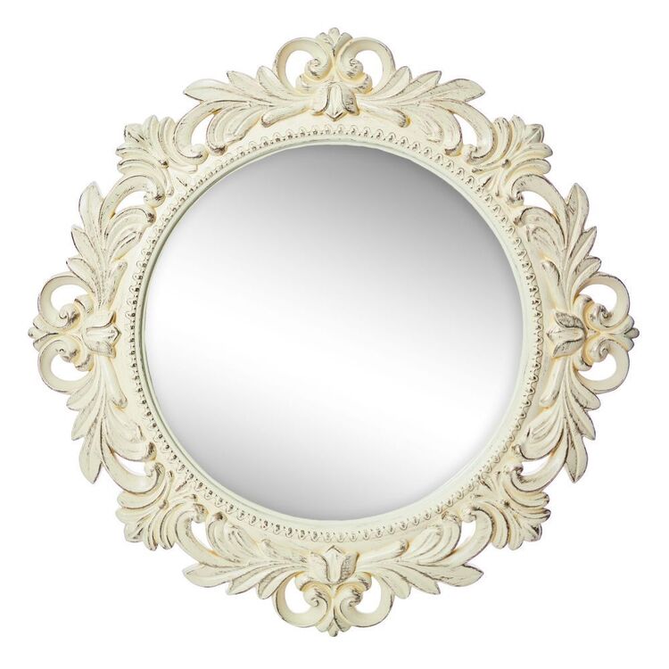 Cooper & Co Round Baroque Mirror White 50 cm