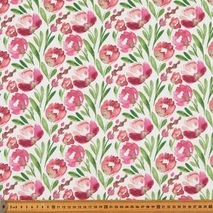 Tulips 148 cm Organic Cotton Spandex Fabric Pink 148 cm