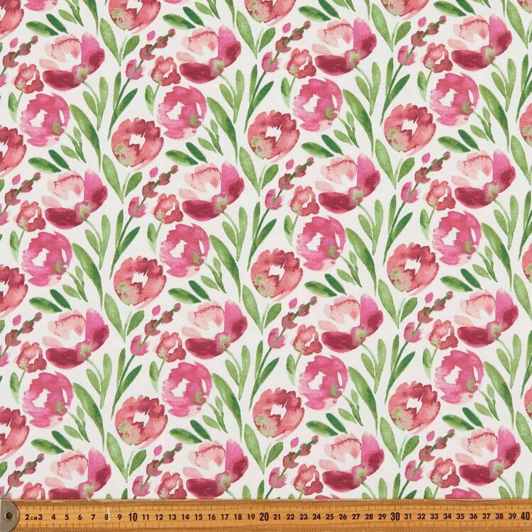 Tulips Printed 148 cm Organic Cotton Elastane Jersey Fabric