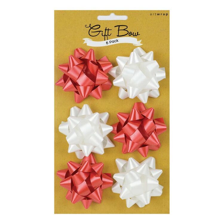 Artwrap Mini Red & White Classic Star Bows 6 Pack