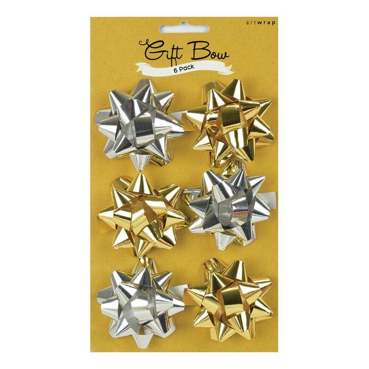 Artwrap Mini Metallic Star Bows 6 Pack