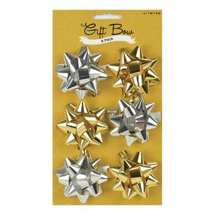 Artwrap Mini Metallic Star Bows 6 Pack Metallic Mini