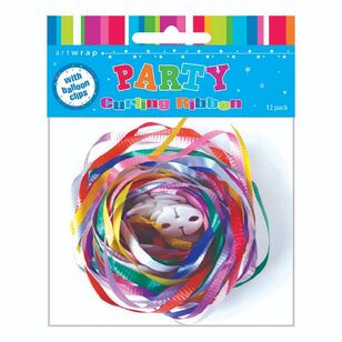 Artwrap Curling Ribbon With Balloon Clips 12 Pack Multicoloured