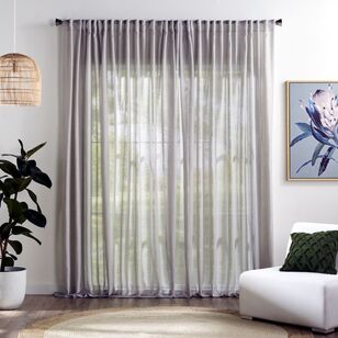 KOO Meeko 260 cm Sheer Multi Header Cut, Hem & Hang Curtain Fabric Silver 260 cm