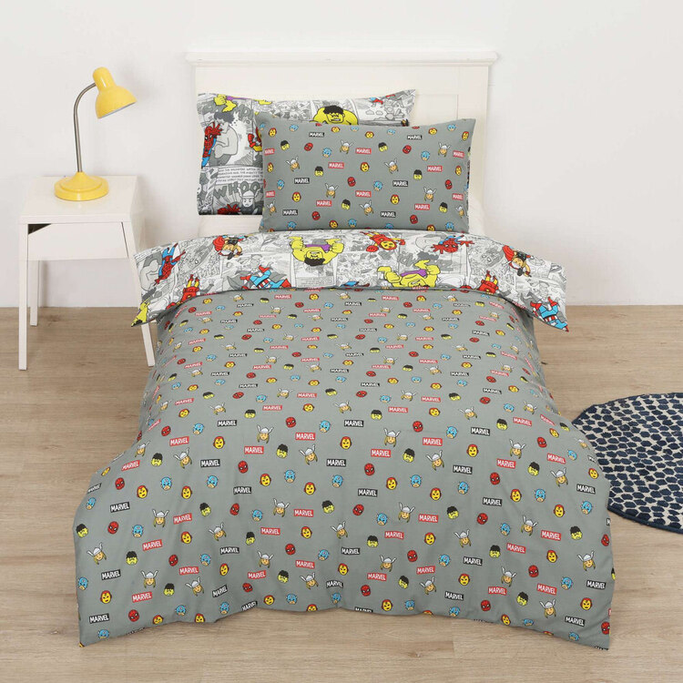 Marvel Heroes Comic Quilt Cover Set Multicoloured