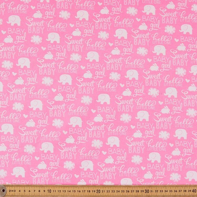 Sweet Baby Text Printed 112 cm Organic Cotton Fabric