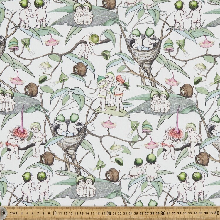 May Gibbs Snugglepot 140 cm Cotton Linen Decorator Fabric