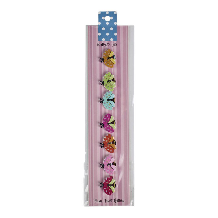 Really Cute Flying Lady Bugs Buttons 7 Pack