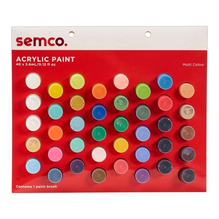 Semco Mini 3.6 ml Acrylic Paint Pot 40 Pack Multicoloured