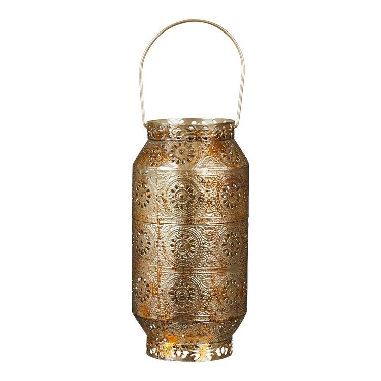 Living Space Small Metal Lantern Candle Holder Gold 11 x 20 cm