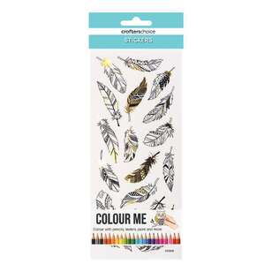 Crafters Choice DIY Colour Me Feather Paper Sticker Multicoloured