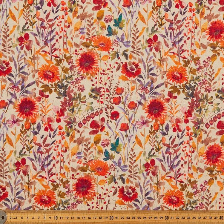 Floral G10 Printed 138 cm Cumbria Crepe Fabric Natural & Multicoloured 138 cm
