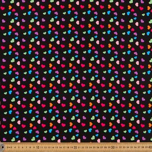 Spots N Stripes Love Hearts Printed 112 cm Poplin Fabric Black 112 cm