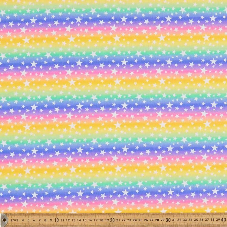 Spots N Stripes Rainbow Stripes Printed 112 cm Poplin Fabric Multicoloured