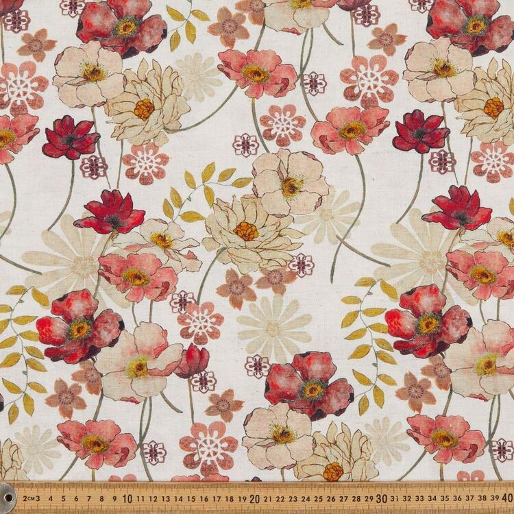 Poppy Digital Printed 144 cm Viscose Cotton Flax Fabric