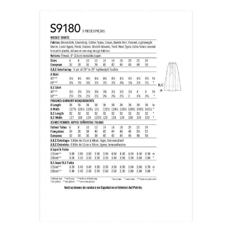 Simplicity S9180 Misses' Pleated Skirts with Pockets Pattern 6 - 14 (Paper)
