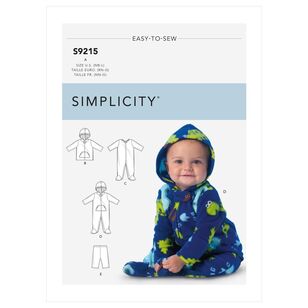 Simplicity Sewing Pattern S9215 Babies' Jackets, Footed Bodysuits & Pants NB - Large