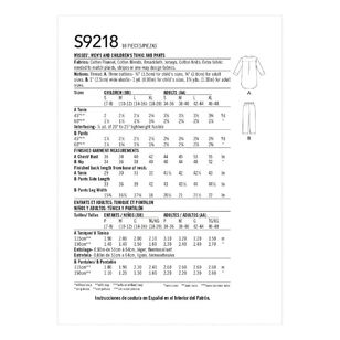 Simplicity Sewing Pattern S9218 Lounge Tunic & Pants Available in Misses'/Men's & Children's Sizes