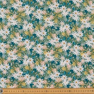 Country Garden TC Blooming Printed 112 cm Polycotton Fabric Green 112 cm