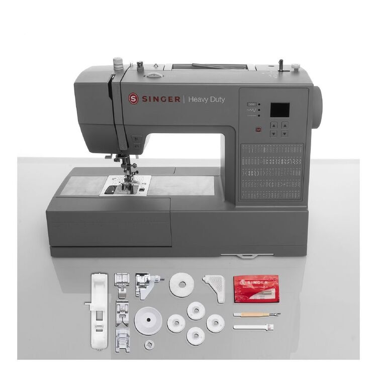 Singer Computerised Heavy Duty 6605 Sewing Machine Grey & Red